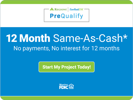 Enerbank PreQualify Logo - 12 Month Same-As-Cash* - No payments, no interest for 12 months - Start My Project Today! - Member FDIC logo